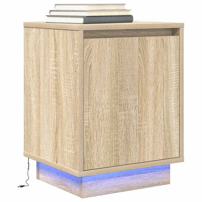 Sengeskab med LED-lys Sonoma Eg 38x34x50 cm