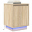sengeskabe 2 stk. med LED-lys 38x34x50 cm sonoma-eg
