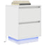sengeskabe 2 stk. med LED-lys 38x34x50 cm hvid