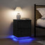 Sengeskab med LED-lys Sort 38x34x50 cm