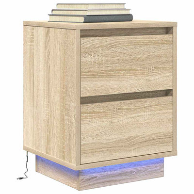 Sengeskab med LED-lys Sonoma Eg 38x34x50 cm