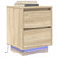 sengeskabe 2 stk. med LED-lys 38x34x50 cm sonoma-eg