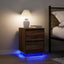 Sengeskab med LED-lys Brun Eg 38x34x50 cm