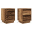 sengeskabe 2 stk. med LED-lys 38x34x50 cm gammelt træ-look