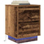 sengeskabe 2 stk. med LED-lys 38x34x50 cm gammelt træ-look