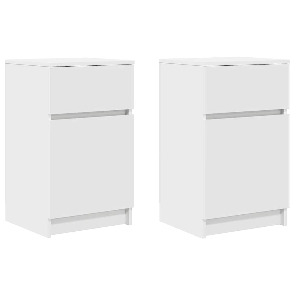 sengeborde 2 stk. 39x35x65 cm konstrueret træ hvid
