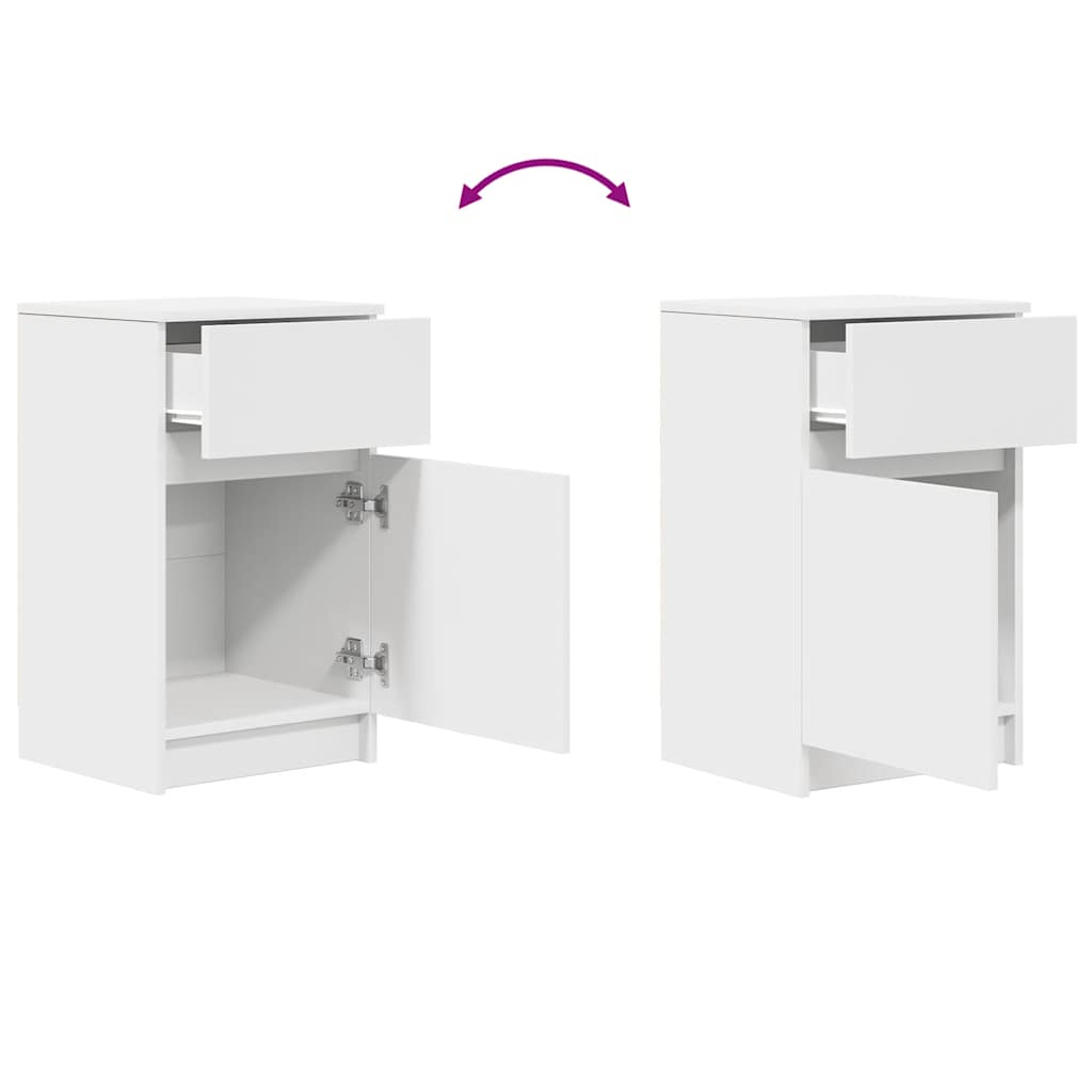 sengeborde 2 stk. 39x35x65 cm konstrueret træ hvid