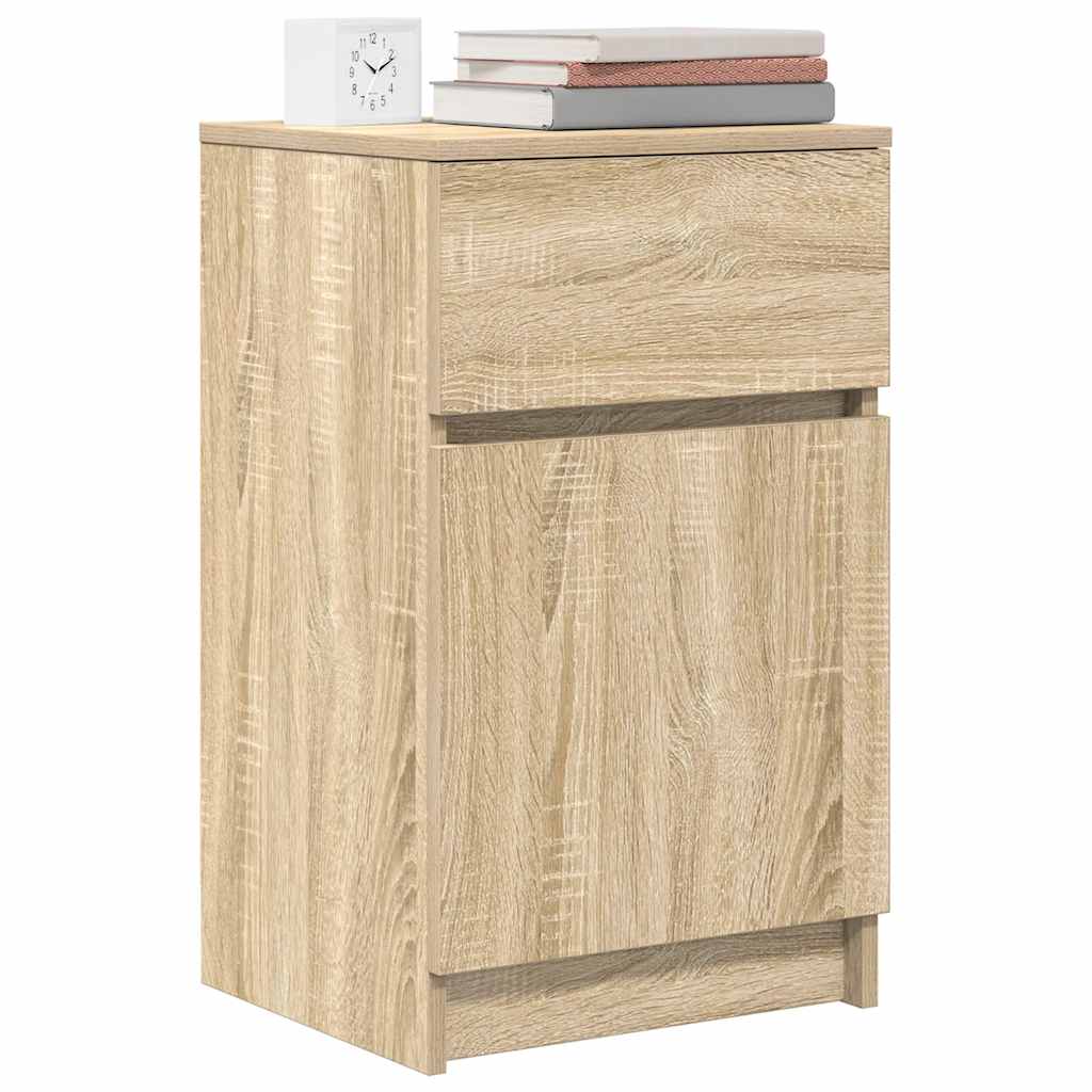 sengeborde 2 stk. 39x35x65 cm konstrueret træ sonoma-eg