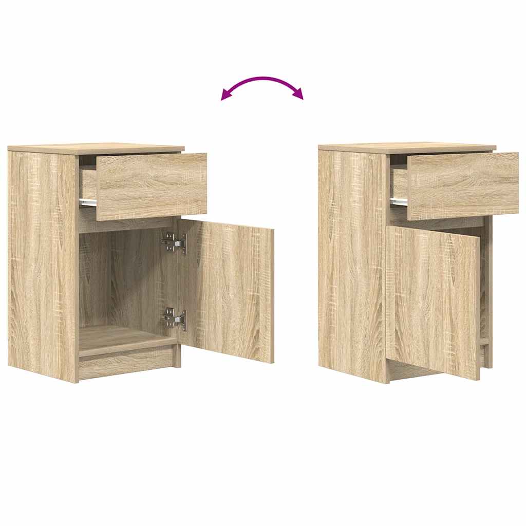 sengeborde 2 stk. 39x35x65 cm konstrueret træ sonoma-eg