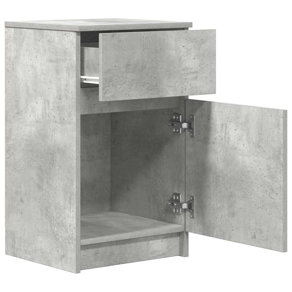sengeborde 2 stk. 39x35x65 cm konstrueret træ betongrå