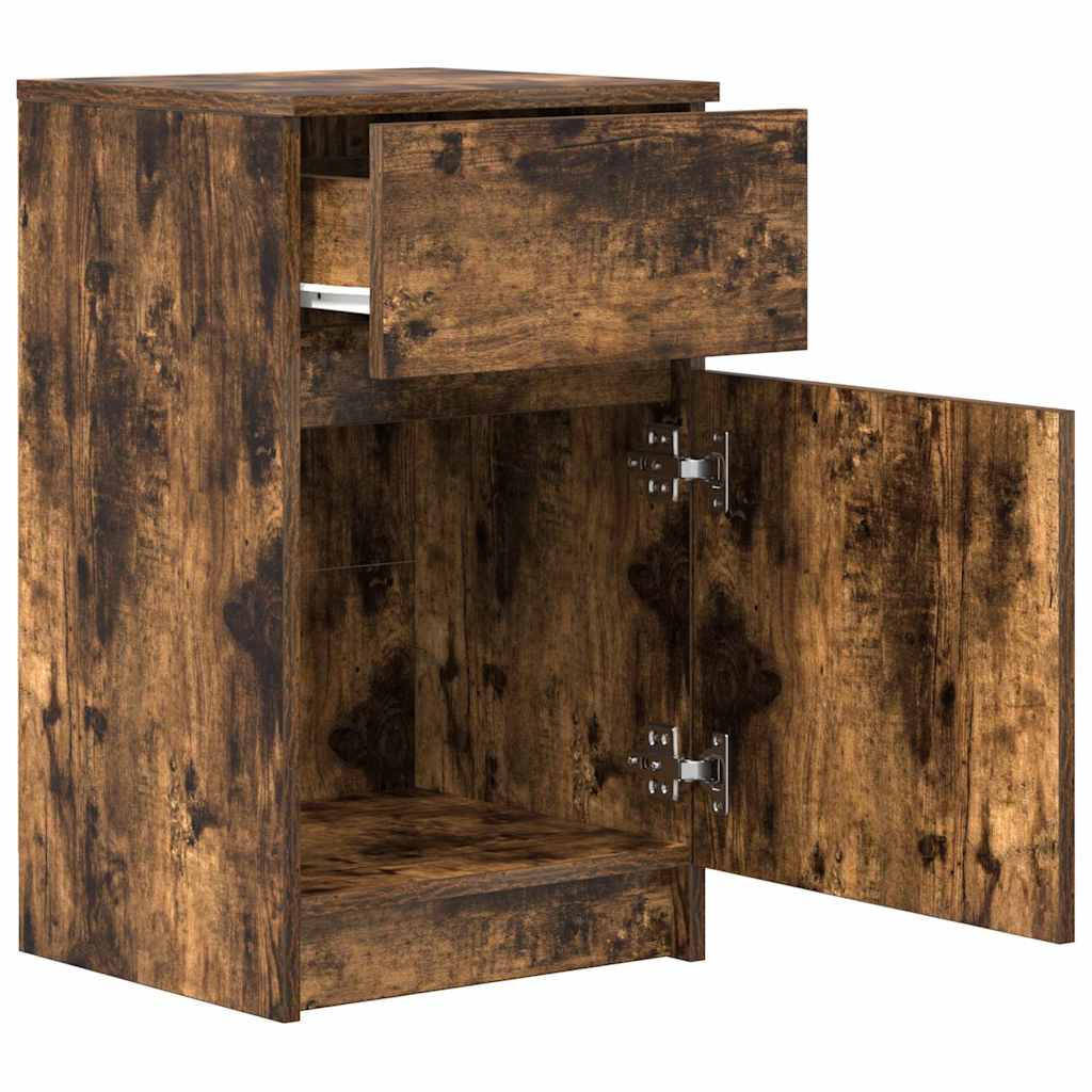 sengeborde 2 stk. 39x35x65 cm konstrueret træ røget egetræ