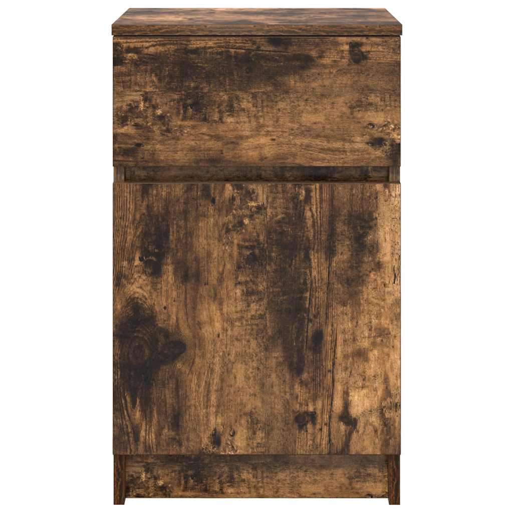 sengeborde 2 stk. 39x35x65 cm konstrueret træ røget egetræ