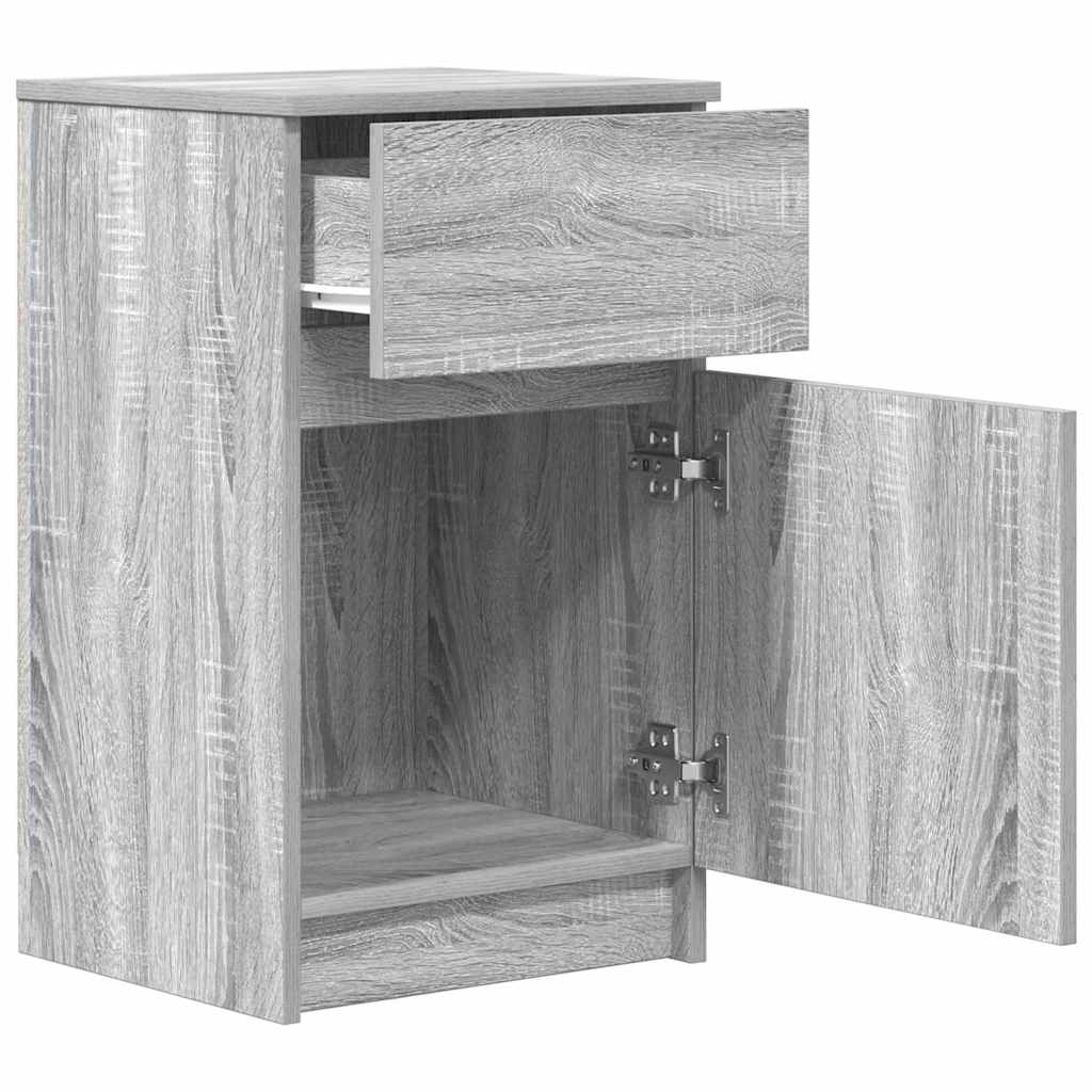 sengeborde 2 stk. 39x35x65 cm konstrueret træ grå sonoma-eg