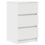 sengebord med 3 skuffer 39x35x65 cm hvid