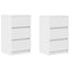 sengeborde med 3 skuffer 2 stk. 39x35x65 cm hvid