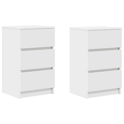 sengeborde med 3 skuffer 2 stk. 39x35x65 cm hvid