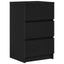 sengebord med 3 skuffer 39x35x65 cm sort