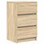 sengebord med 3 skuffer 39x35x65 cm sonoma-eg