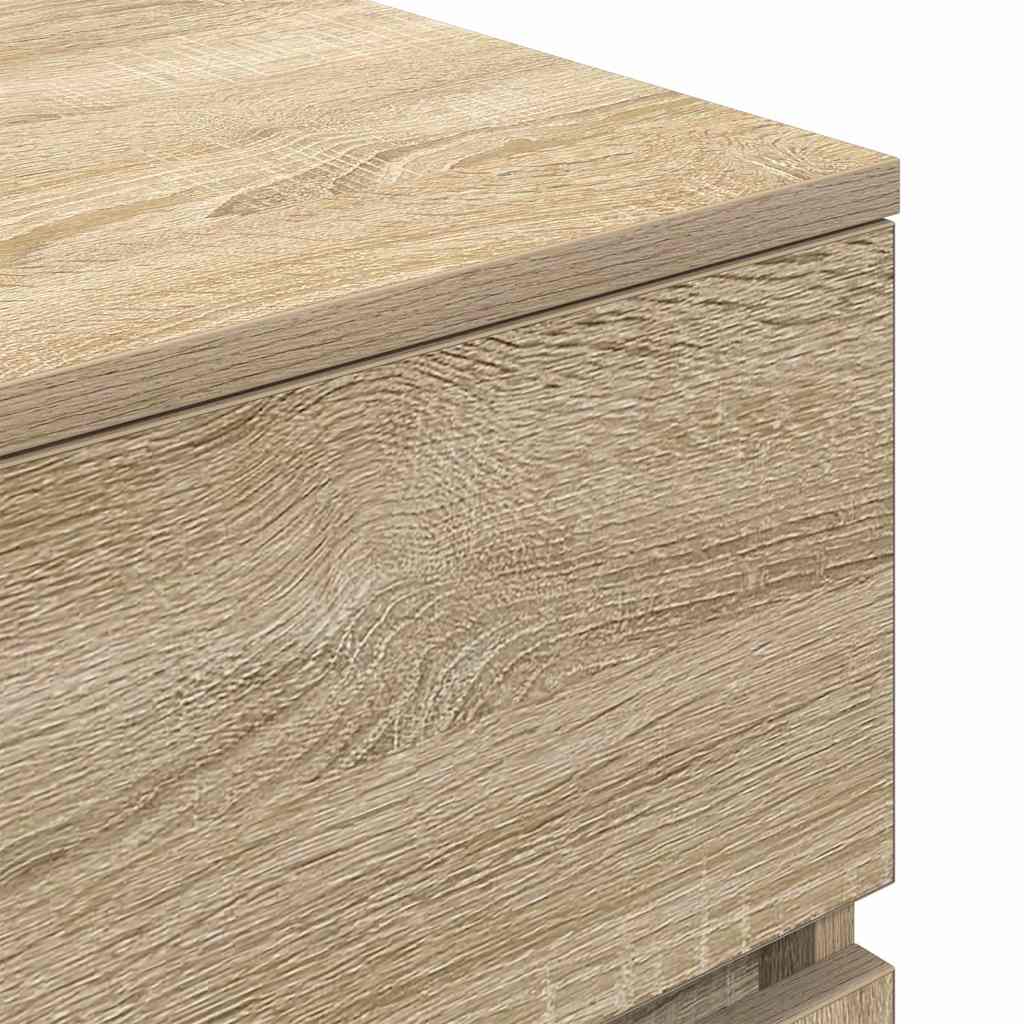 sengebord med 3 skuffer 39x35x65 cm sonoma-eg