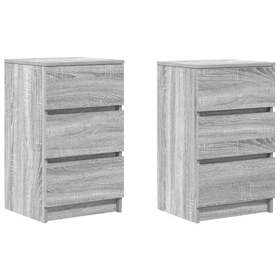sengeborde med 3 skuffer 2 stk. 39x35x65 cm grå sonoma-eg