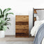 sengebord med 3 skuffer 39x35x65 cm gammelt træ-look