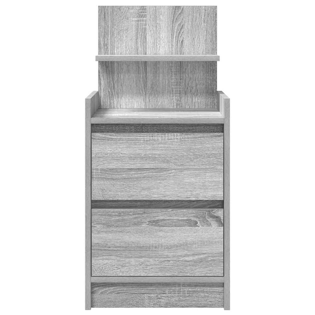 sengebord med 2 skuffer 38x34x80 cm grå sonoma-eg