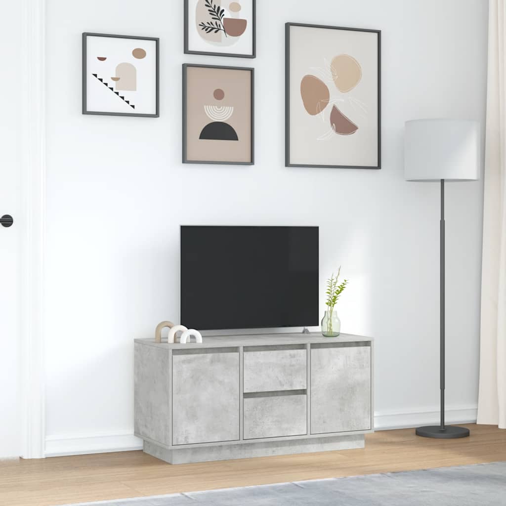 sengebord med LED-lys 100x41x50 cm betongrå