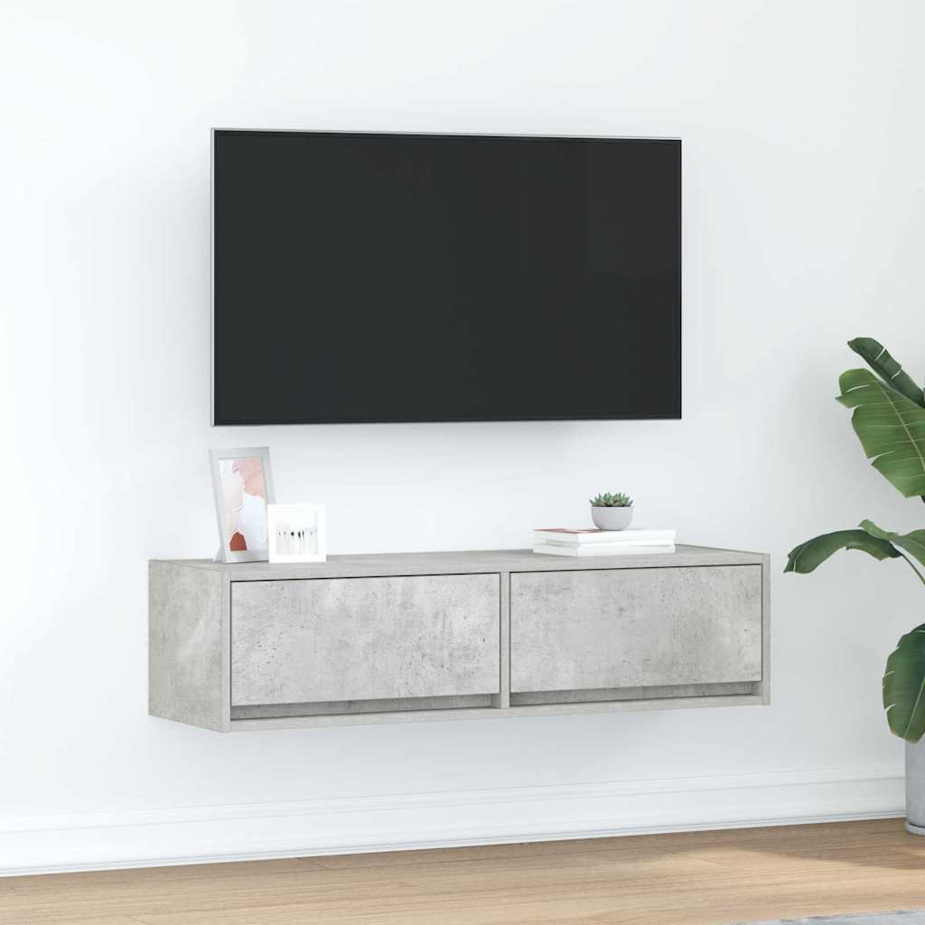 TV-skab med skuffe Betongrå 100 x 31 x 25,5 cm Konstrueret træ