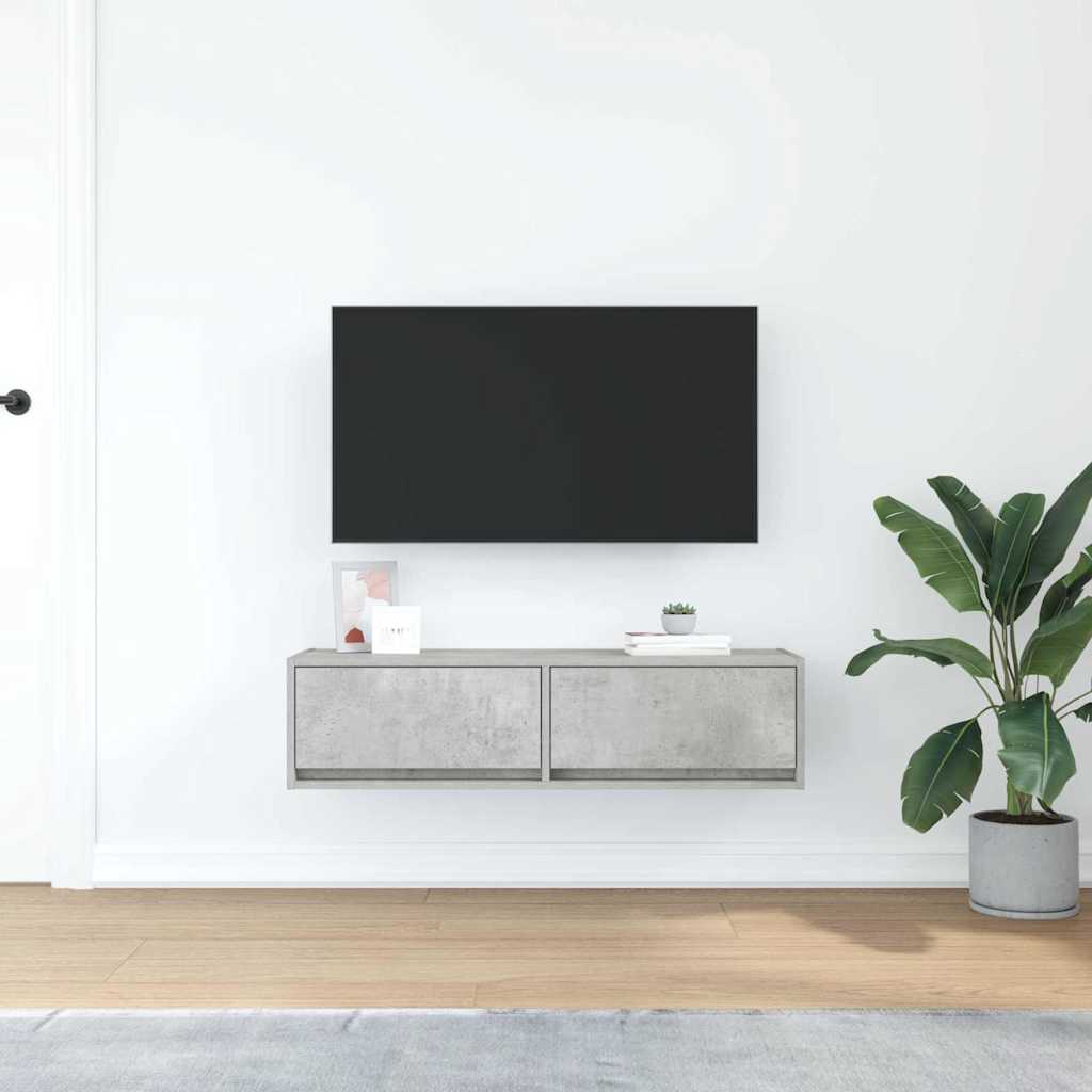 TV-skab med skuffe Betongrå 100 x 31 x 25,5 cm Konstrueret træ