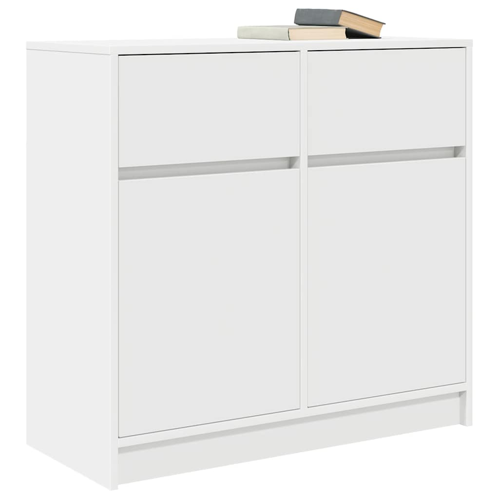 kommode med skuffe 80x34x76 cm konstrueret træ hvid
