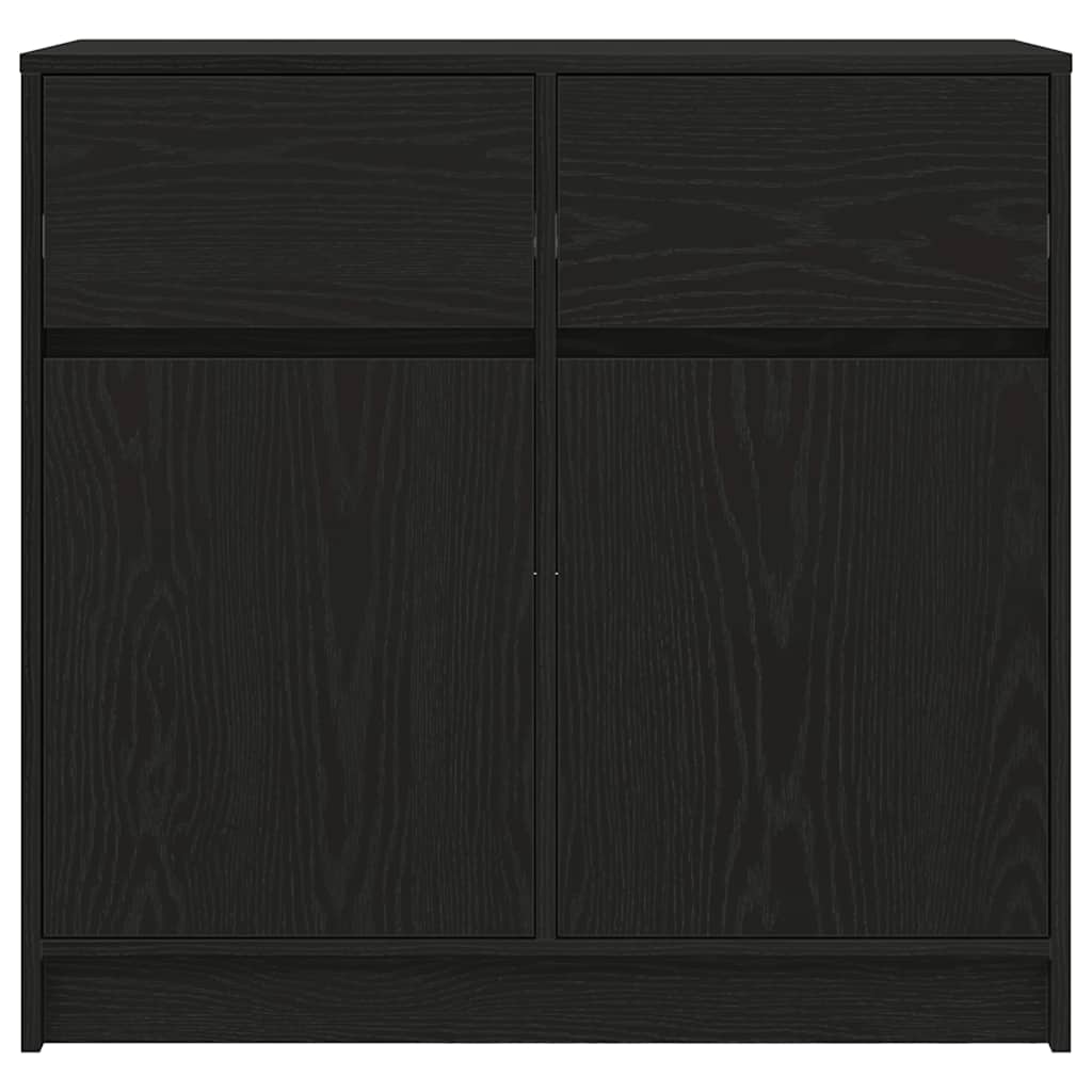 skænk med skuffe 80x34x76 cm konstrueret træ sort egetræ