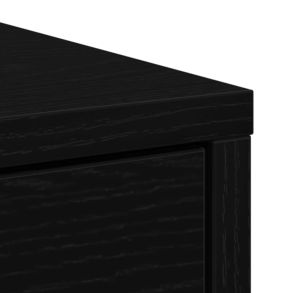 skænk med skuffe 80x34x76 cm konstrueret træ sort egetræ