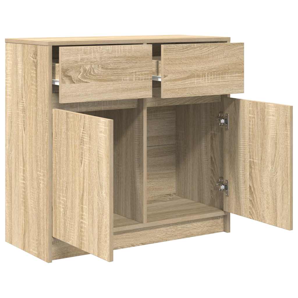 skænk med skuffe 80x34x76 cm konstrueret træ sonoma-eg