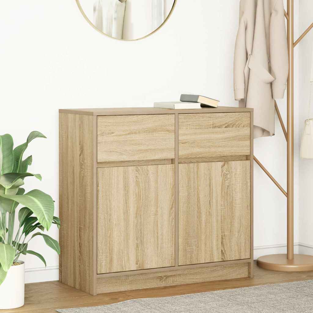 skænk med skuffe 80x34x76 cm konstrueret træ sonoma-eg