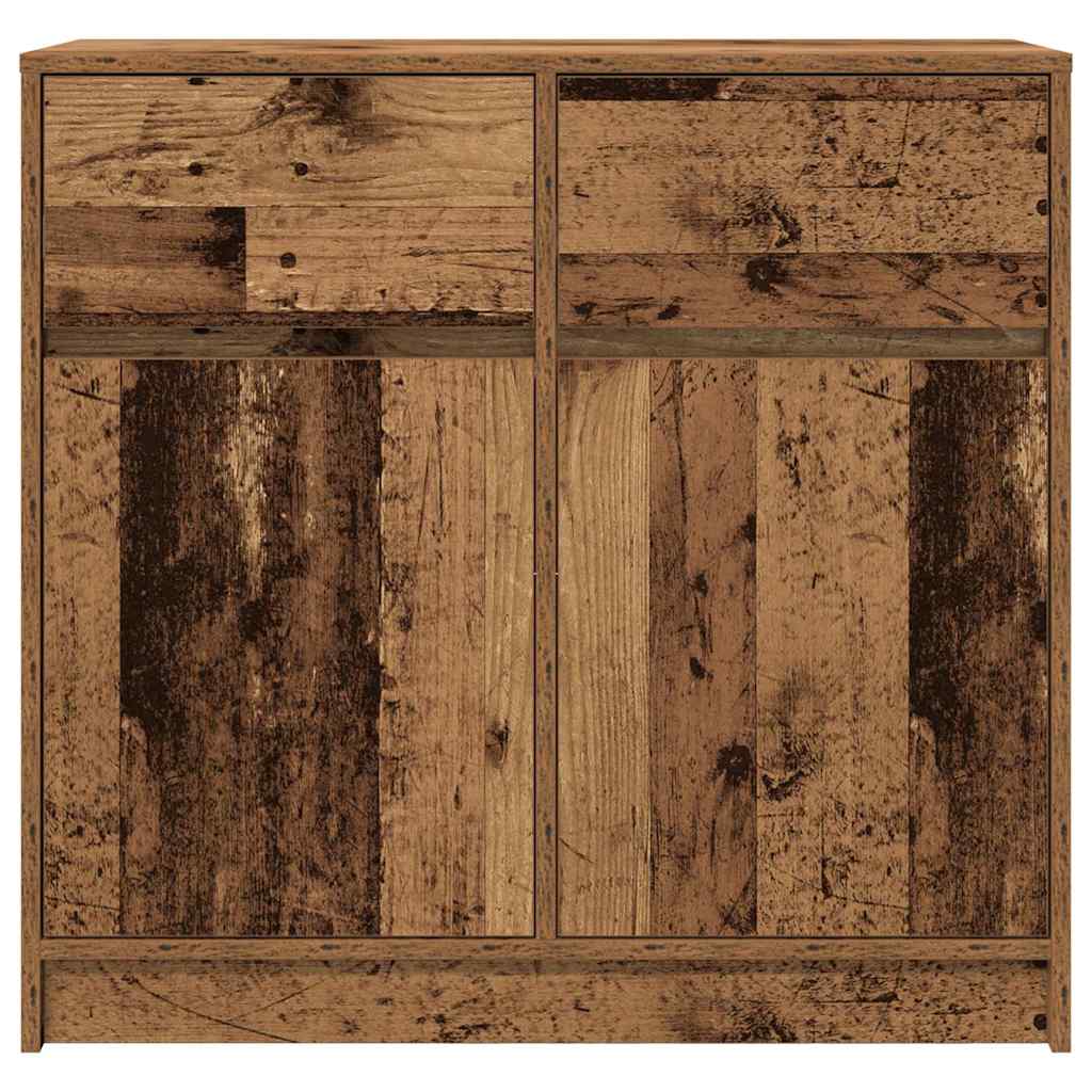 skænk med skuffe 80x34x76 cm konstrueret træ antikt træ