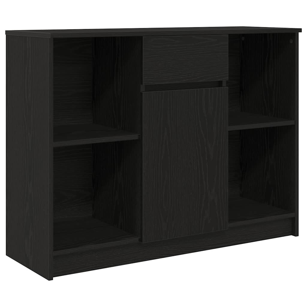 skænk med skuffe 101x35x76 cm konstrueret træ sort egetræ