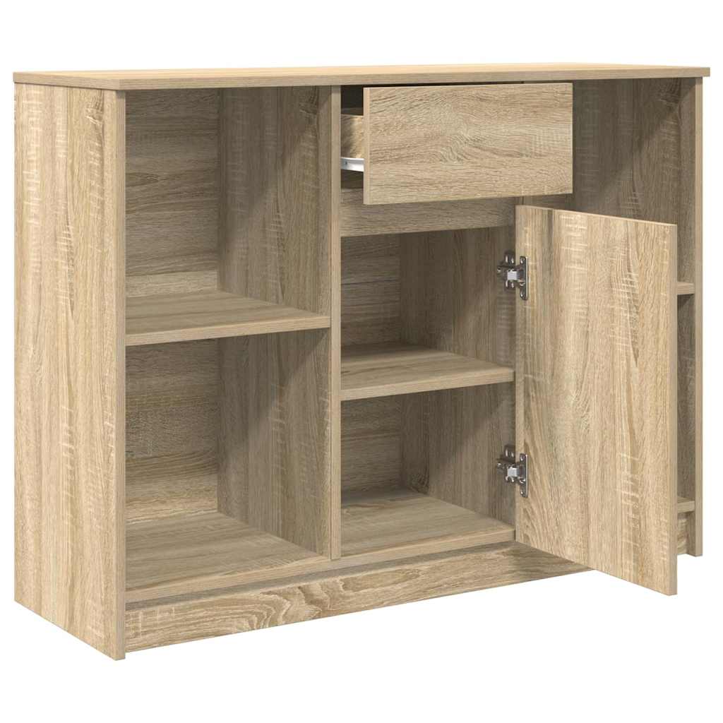 skænk med skuffe 101x35x76 cm konstrueret træ sonoma-eg