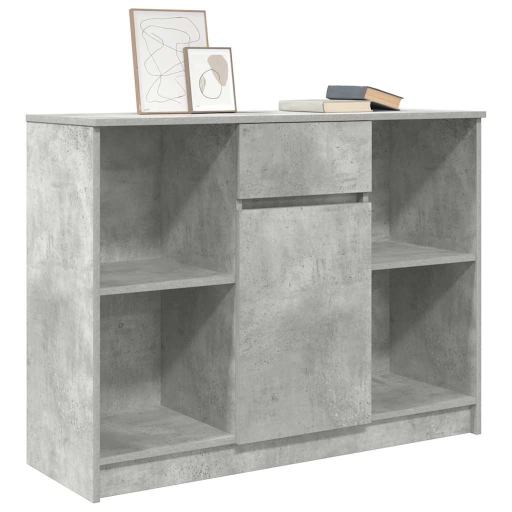 skænk med skuffe 101x35x76 cm konstrueret træ betongrå