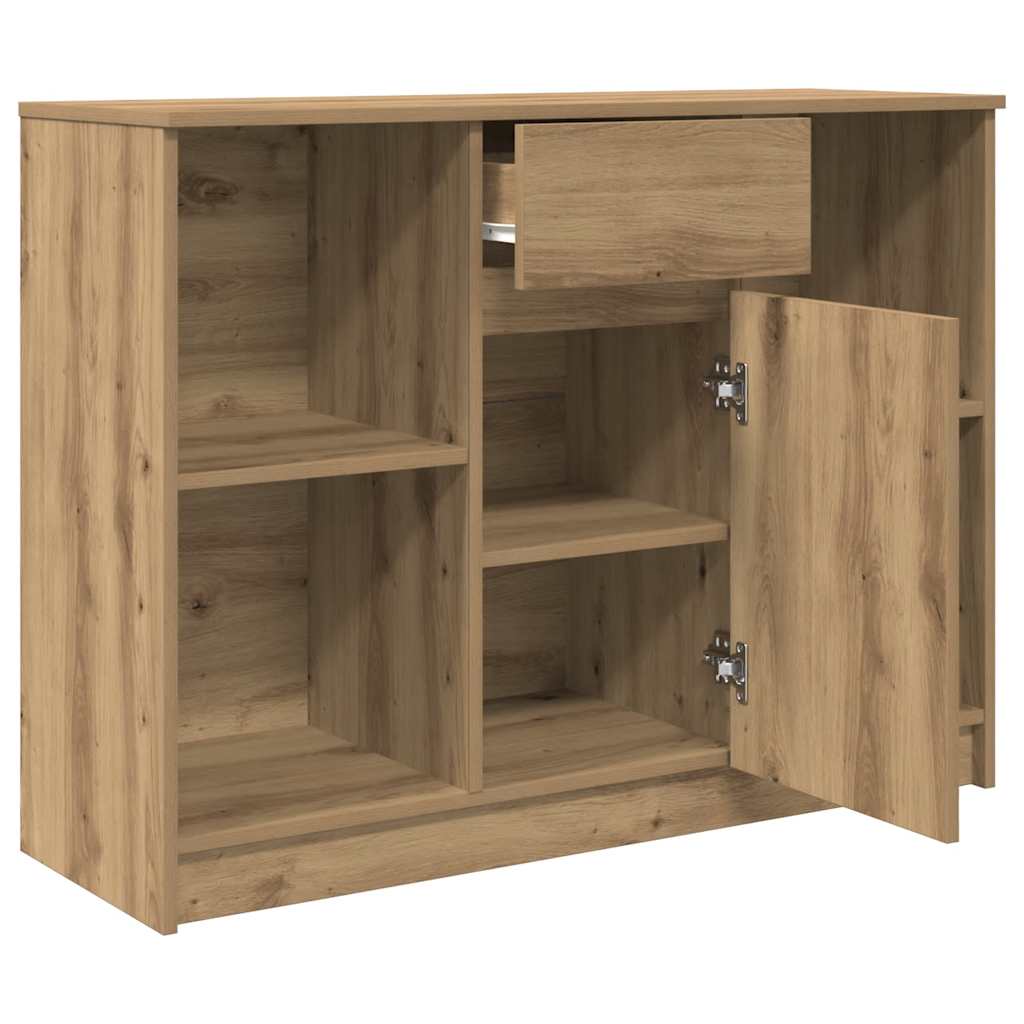 skænk med skuffe 101x35x76 cm konstrueret træ kunsteg