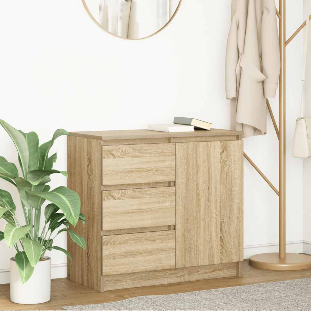 skænk med skuffe 71x35x65 cm konstrueret træ sonoma-eg