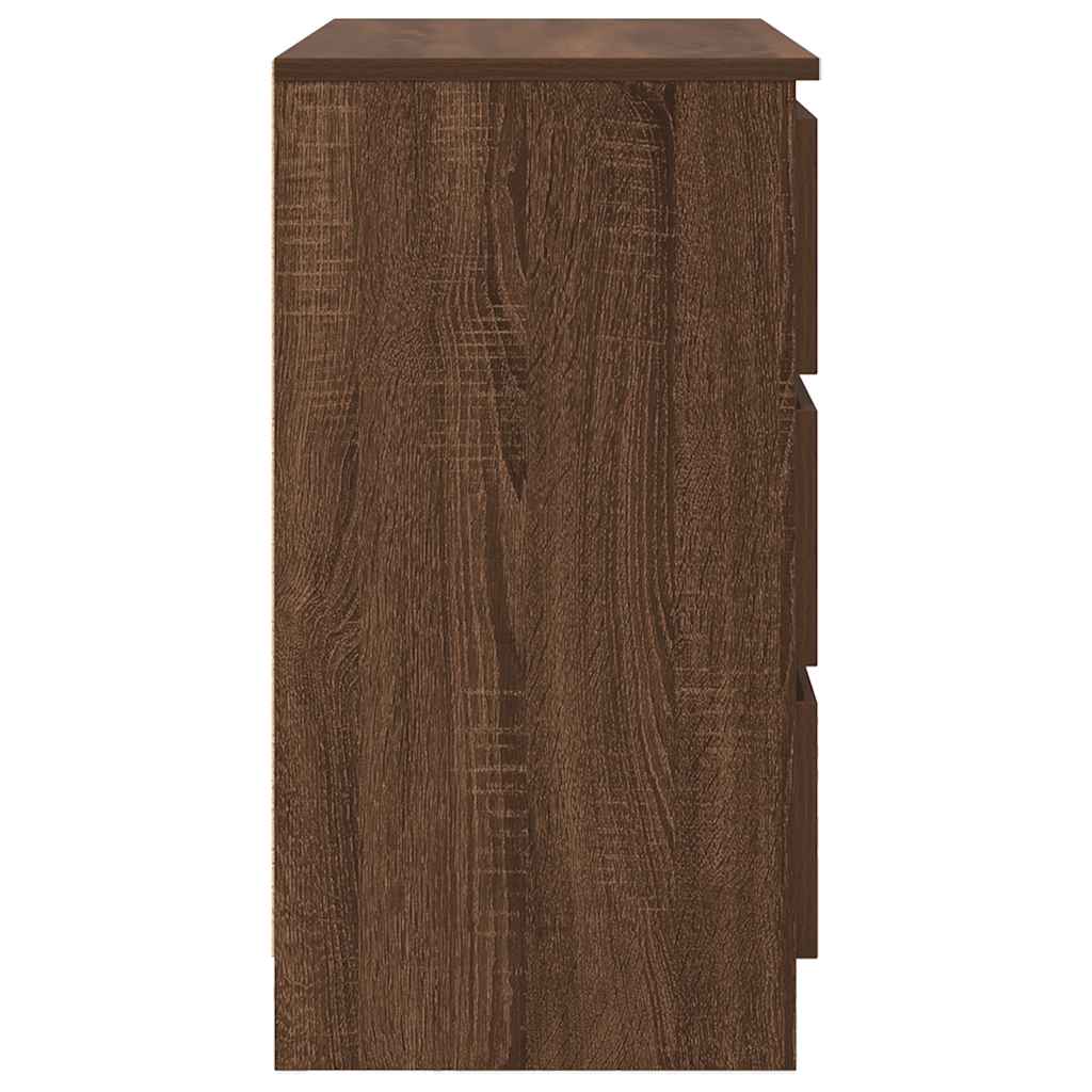 skænk med skuffe 71x35x65 cm konstrueret træ brun egetræ