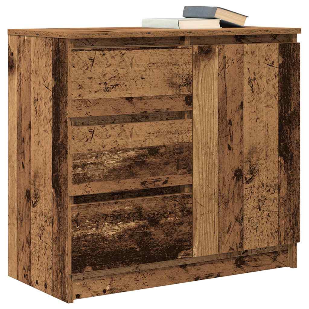 skænk med skuffe 71x35x65 cm konstrueret træ antikt træ