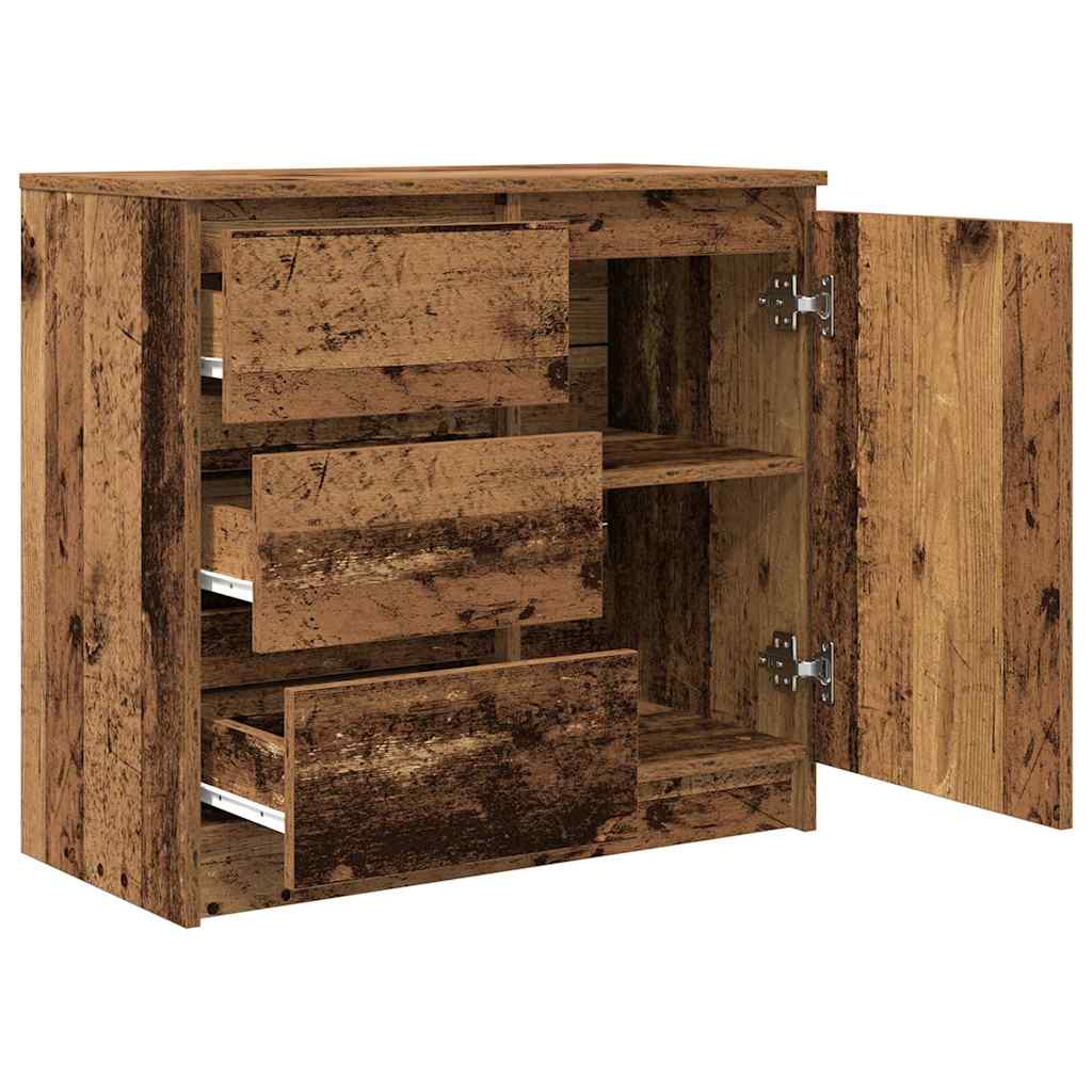 skænk med skuffe 71x35x65 cm konstrueret træ antikt træ