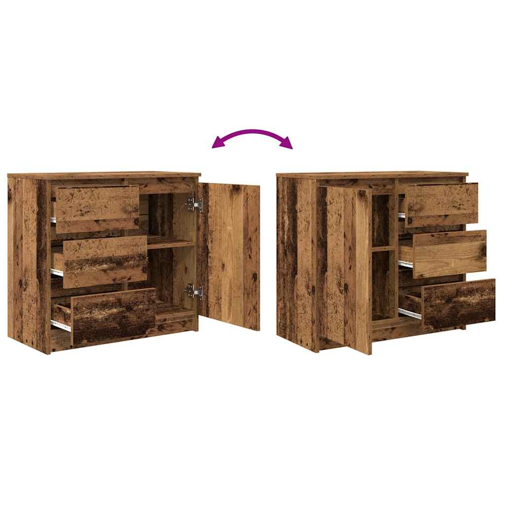 skænk med skuffe 71x35x65 cm konstrueret træ antikt træ