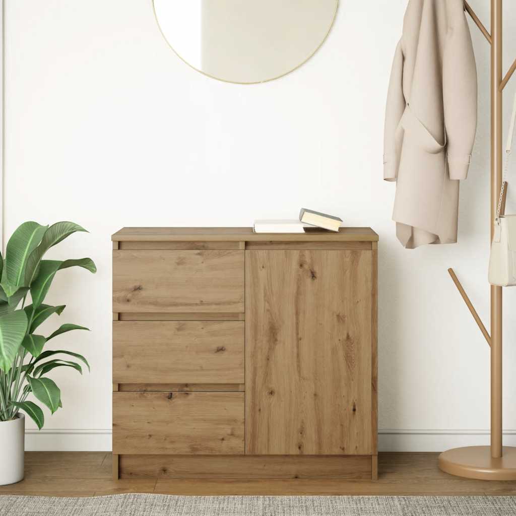 skænk med skuffe 71x35x65 cm konstrueret træ kunsteg