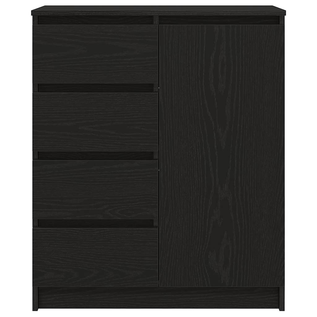 skænk med skuffer 71x35x84 cm konstrueret træ sort egetræ