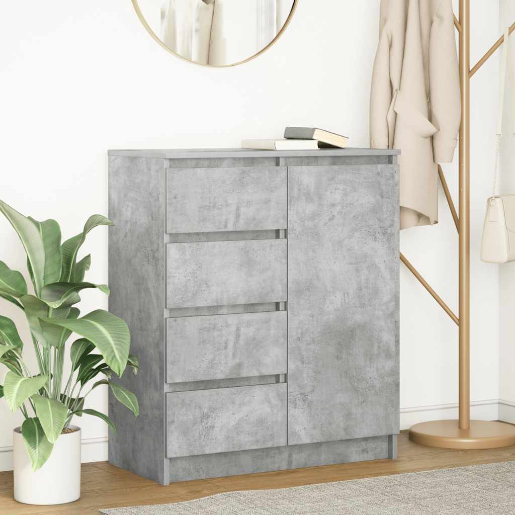 skænk med skuffer 71x35x84 cm konstrueret træ betongrå