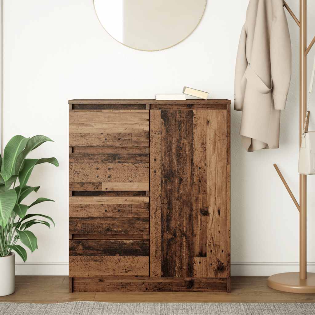skænk med skuffer 71x35x84 cm konstrueret træ antikt træ