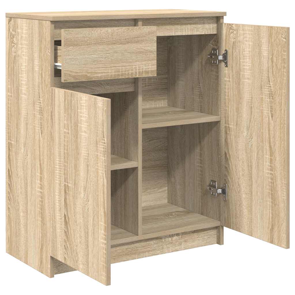 skænk med skuffe 71x35x84 cm konstrueret træ sonoma-eg