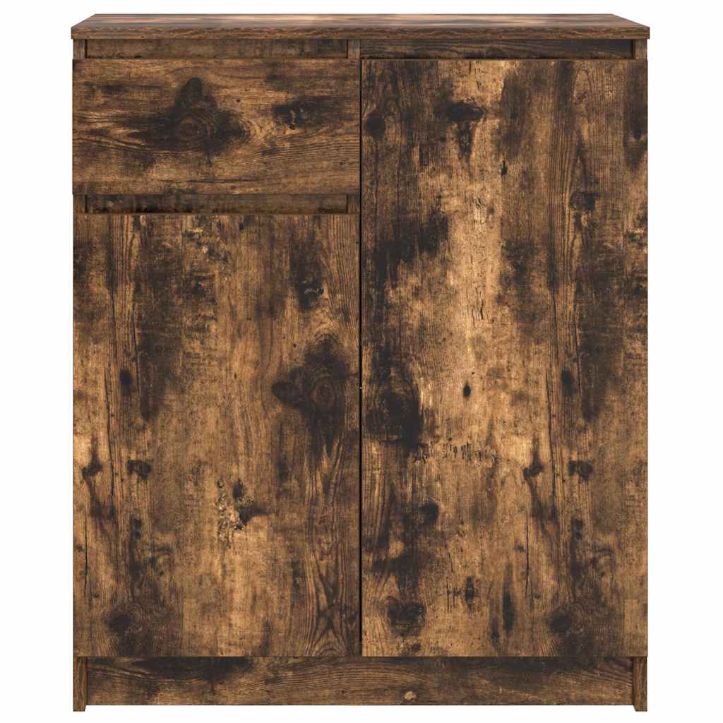 skænk med skuffe 71x35x84 cm konstrueret træ røget egetræ